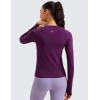 imageCRZ YOGA Womens Seamless Workout Long Sleeve Shirts Quick Dry Gym Athletic Tops Breathable Running Yoga TShirtsPlum Magenta