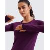 imageCRZ YOGA Womens Seamless Workout Long Sleeve Shirts Quick Dry Gym Athletic Tops Breathable Running Yoga TShirtsPlum Magenta