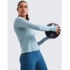 imageCRZ YOGA Womens Seamless Workout Long Sleeve Shirts Quick Dry Gym Athletic Tops Breathable Running Yoga TShirtsPure Blue