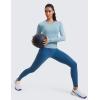 imageCRZ YOGA Womens Seamless Workout Long Sleeve Shirts Quick Dry Gym Athletic Tops Breathable Running Yoga TShirtsPure Blue