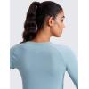 imageCRZ YOGA Womens Seamless Workout Long Sleeve Shirts Quick Dry Gym Athletic Tops Breathable Running Yoga TShirtsPure Blue