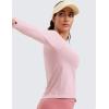 imageCRZ YOGA Womens Seamless Workout Long Sleeve Shirts Quick Dry Gym Athletic Tops Breathable Running Yoga TShirtsRose Blush