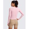 imageCRZ YOGA Womens Seamless Workout Long Sleeve Shirts Quick Dry Gym Athletic Tops Breathable Running Yoga TShirtsRose Blush