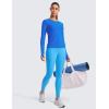 imageCRZ YOGA Womens Seamless Workout Long Sleeve Shirts Quick Dry Gym Athletic Tops Breathable Running Yoga TShirtsSparkle Blue
