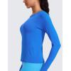 imageCRZ YOGA Womens Seamless Workout Long Sleeve Shirts Quick Dry Gym Athletic Tops Breathable Running Yoga TShirtsSparkle Blue