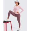imageCRZ YOGA Womens Seamless Workout Long Sleeve Shirts Quick Dry Gym Athletic Tops Breathable Running Yoga TShirtsStrawberry Pink
