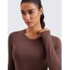 imageCRZ YOGA Womens Seamless Workout Long Sleeve Shirts Quick Dry Gym Athletic Tops Breathable Running Yoga TShirtsTaupe