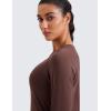 imageCRZ YOGA Womens Seamless Workout Long Sleeve Shirts Quick Dry Gym Athletic Tops Breathable Running Yoga TShirtsTaupe