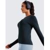 imageCRZ YOGA Womens Seamless Workout Long Sleeve Shirts Quick Dry Gym Athletic Tops Breathable Running Yoga TShirtsTrue Navy