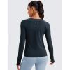 imageCRZ YOGA Womens Seamless Workout Long Sleeve Shirts Quick Dry Gym Athletic Tops Breathable Running Yoga TShirtsTrue Navy
