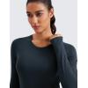 imageCRZ YOGA Womens Seamless Workout Long Sleeve Shirts Quick Dry Gym Athletic Tops Breathable Running Yoga TShirtsTrue Navy
