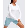 imageCRZ YOGA Womens Seamless Workout Long Sleeve Shirts Quick Dry Gym Athletic Tops Breathable Running Yoga TShirtsWhite
