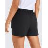 imageCRZ YOGA Womens Waterproof Stretch Hiking Shorts Mid Rise Summer for Outdoor Golf Workout with Zip Pockets Belt  3Black