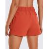 imageCRZ YOGA Womens Waterproof Stretch Hiking Shorts Mid Rise Summer for Outdoor Golf Workout with Zip Pockets Belt  3Chestnut