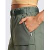 imageCRZ YOGA Womens Waterproof Stretch Hiking Shorts Mid Rise Summer for Outdoor Golf Workout with Zip Pockets Belt  3Grey Sage