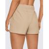 imageCRZ YOGA Womens Waterproof Stretch Hiking Shorts Mid Rise Summer for Outdoor Golf Workout with Zip Pockets Belt  3Ivory Cream