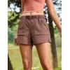 imageCRZ YOGA Womens Waterproof Stretch Hiking Shorts Mid Rise Summer for Outdoor Golf Workout with Zip Pockets Belt  3Purple Taupe