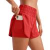 imageCRZ YOGA 2 in 1 High Waisted Running Shorts for Women 3quot  Split Breathable for Athletic Tennis Gym Workout with PocketsDark Red