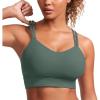 imageCRZ YOGA Softness Mold Womens Butterluxe Strappy Longline Sports Bra  Double Spaghetti Strap Workout Yoga Crop Top AthleticDark Forest Green
