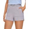 imageCRZ YOGA Womens Waterproof Stretch Hiking Shorts Mid Rise Summer for Outdoor Golf Workout with Zip Pockets Belt  3Gull Gray