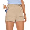 imageCRZ YOGA Womens Waterproof Stretch Hiking Shorts Mid Rise Summer for Outdoor Golf Workout with Zip Pockets Belt  3Ivory Cream