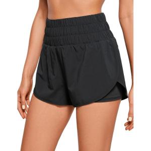 imageCRZ YOGA 2 in 1 High Waisted Running Shorts for Women 3quot  Split Breathable for Athletic Tennis Gym Workout with PocketsBlack