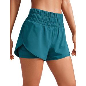 imageCRZ YOGA 2 in 1 High Waisted Running Shorts for Women 3quot  Split Breathable for Athletic Tennis Gym Workout with PocketsBorealis Green