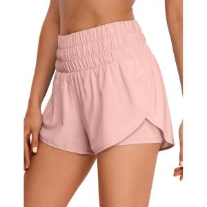 imageCRZ YOGA 2 in 1 High Waisted Running Shorts for Women 3quot  Split Breathable for Athletic Tennis Gym Workout with PocketsPuff Pink