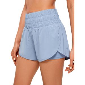 imageCRZ YOGA 2 in 1 High Waisted Running Shorts for Women 3quot  Split Breathable for Athletic Tennis Gym Workout with PocketsThe Breeze Blue
