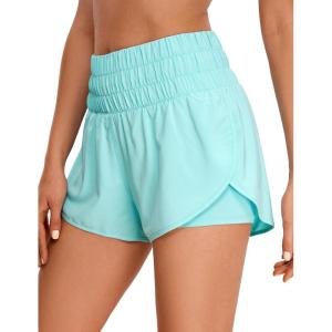 imageCRZ YOGA 2 in 1 High Waisted Running Shorts for Women 3quot  Split Breathable for Athletic Tennis Gym Workout with PocketsTurquoise