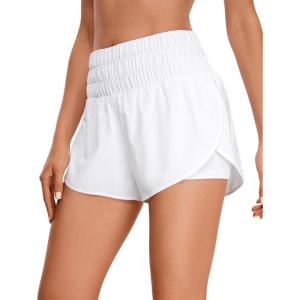imageCRZ YOGA 2 in 1 High Waisted Running Shorts for Women 3quot  Split Breathable for Athletic Tennis Gym Workout with PocketsWhite