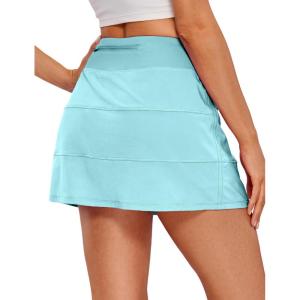 imageCRZ YOGA Womens High Waisted Tennis Skirts with 3 Pockets Golf A Line Lightweight Cute Athletic Casual SkortsTurquoise