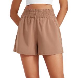 imageCRZ YOGA Womens Shorts Casual High Waisted Linerless for Lounge Athletic Golf with Pockets WeightlessMocha Mousse