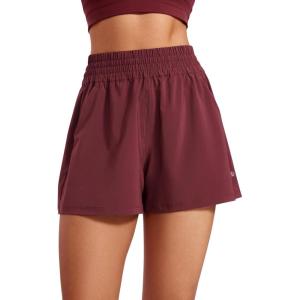 imageCRZ YOGA Womens Shorts Casual High Waisted Linerless for Lounge Athletic Golf with Pockets WeightlessRed Merlot
