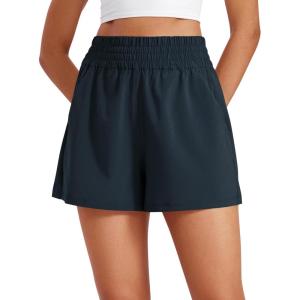 imageCRZ YOGA Womens Shorts Casual High Waisted Linerless for Lounge Athletic Golf with Pockets WeightlessTrue Navy