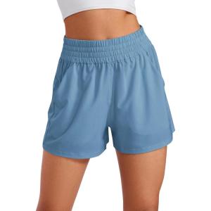 imageCRZ YOGA Womens Shorts Casual High Waisted Linerless for Lounge Athletic Golf with Pockets WeightlessUniverse Blue