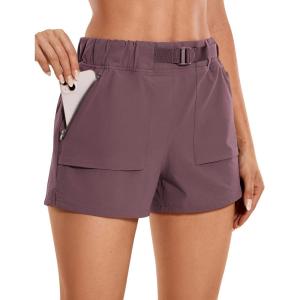 imageCRZ YOGA Womens Waterproof Stretch Hiking Shorts Mid Rise Summer for Outdoor Golf Workout with Zip Pockets Belt  3Sea Fog