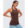 imageCRZ YOGA Butterluxe Womens Workout Racerback Sleeveless Tops High Neck Athletic Camisole Tanks Running Gym Yoga ShirtsTaupe
