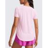 imageCRZ YOGA Cloudweight Workout Tops for Women Lightweight Athletic Short Sleeve Shirts Gym Running Side Slit TShirtsPink Peony