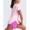 imageCRZ YOGA Cloudweight Workout Tops for Women Lightweight Athletic Short Sleeve Shirts Gym Running Side Slit TShirtsPink Peony