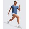 imageCRZ YOGA Cloudweight Workout Tops for Women Lightweight Athletic Short Sleeve Shirts Gym Running Side Slit TShirtsPitch Blue