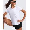 imageCRZ YOGA Cloudweight Workout Tops for Women Lightweight Athletic Short Sleeve Shirts Gym Running Side Slit TShirtsWhite