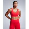 imageCRZ YOGA Womens Butterbreeze Criss Cross Back Sports Bra  V Neck Adjustable Straps Padded Wireless Workout Training Crop TopDeep Red