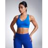 imageCRZ YOGA Womens Butterbreeze Criss Cross Back Sports Bra  V Neck Adjustable Straps Padded Wireless Workout Training Crop TopSparkle Blue
