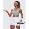 imageCRZ YOGA Womens Strappy Sports Bras Fitness Workout Padded Yoga Top Criss Cross Back CamiCambric Blue