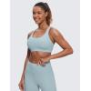imageCRZ YOGA Womens Strappy Sports Bras Fitness Workout Padded Yoga Top Criss Cross Back CamiCambric Blue