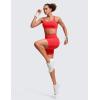 imageCRZ YOGA Womens Strappy Sports Bras Fitness Workout Padded Yoga Top Criss Cross Back CamiCrimson
