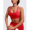 imageCRZ YOGA Womens Strappy Sports Bras Fitness Workout Padded Yoga Top Criss Cross Back CamiCrimson