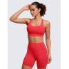 imageCRZ YOGA Womens Strappy Sports Bras Fitness Workout Padded Yoga Top Criss Cross Back CamiCrimson