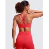 imageCRZ YOGA Womens Strappy Sports Bras Fitness Workout Padded Yoga Top Criss Cross Back CamiCrimson